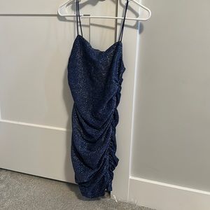 Blue sparkly body con dress